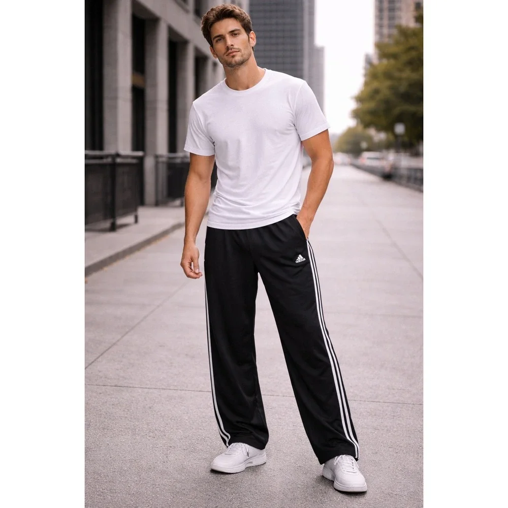 Adidas Essentials Track Pants Men 2XL Black Three Stripes Athleisure Performance